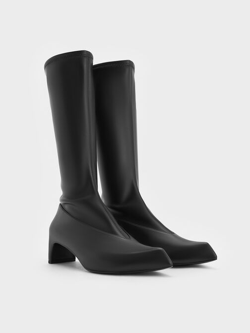 Lorde Blade-Heel Pointed-Toe Calf Boots, Black, hi-res
