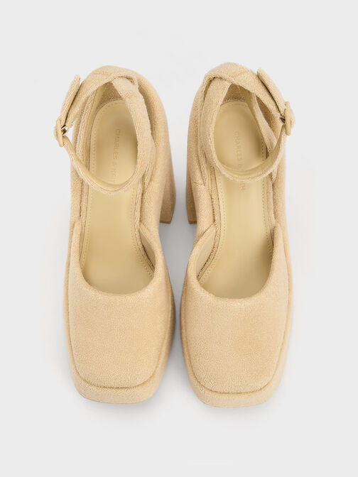 Tacones de plataforma Loey con correa al tobillo, Beige, hi-res