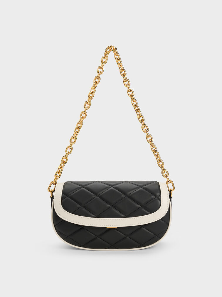 Black Lillie Curved Chain Handle Bag - CHARLES & KEITH US