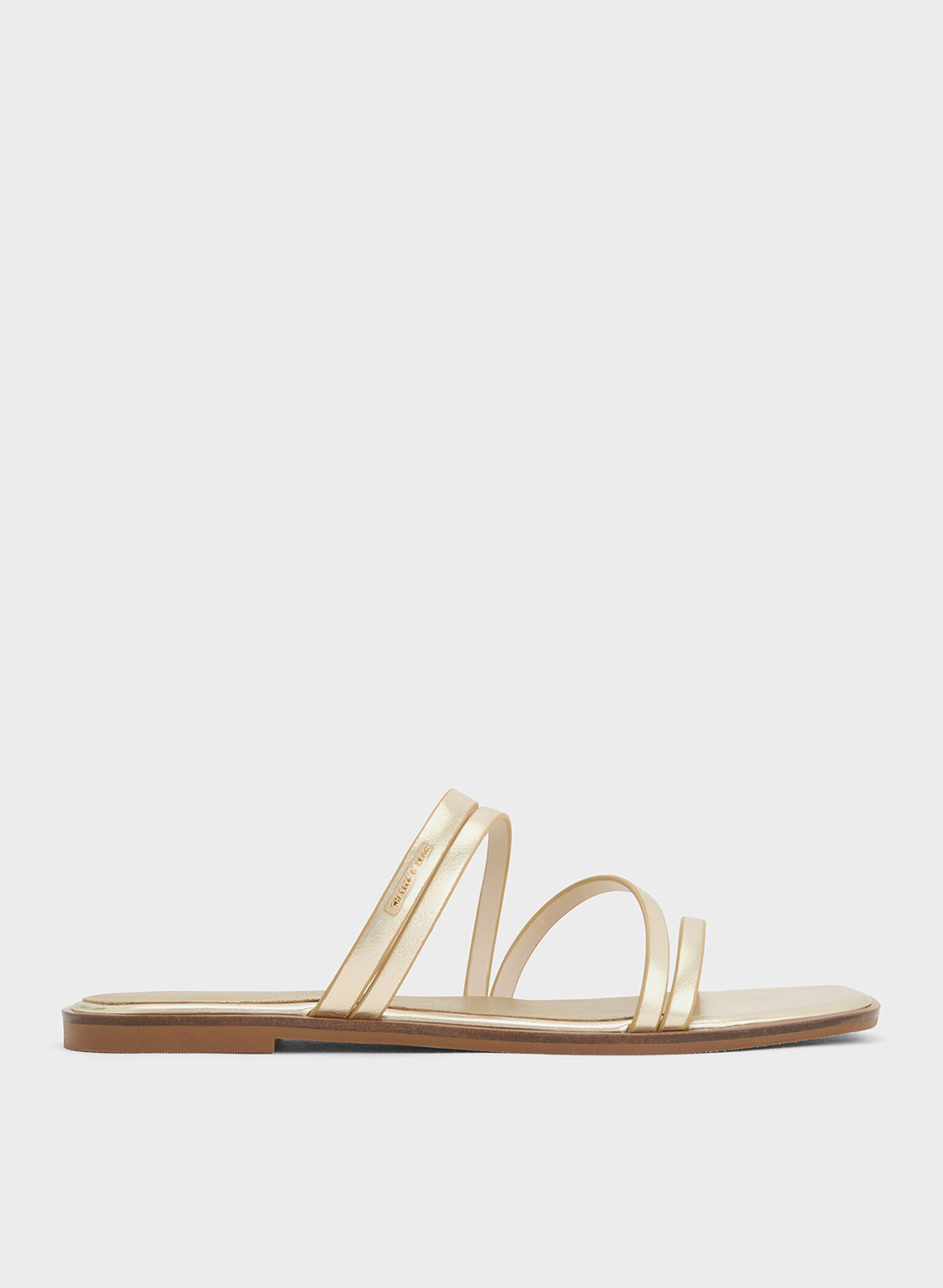 Lliana Metallic Strappy Slide Sandals, Gold, hi-res