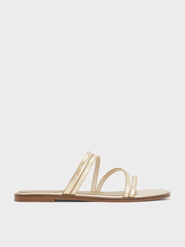 Lliana Metallic Strappy Slide Sandals, Gold, hi-res