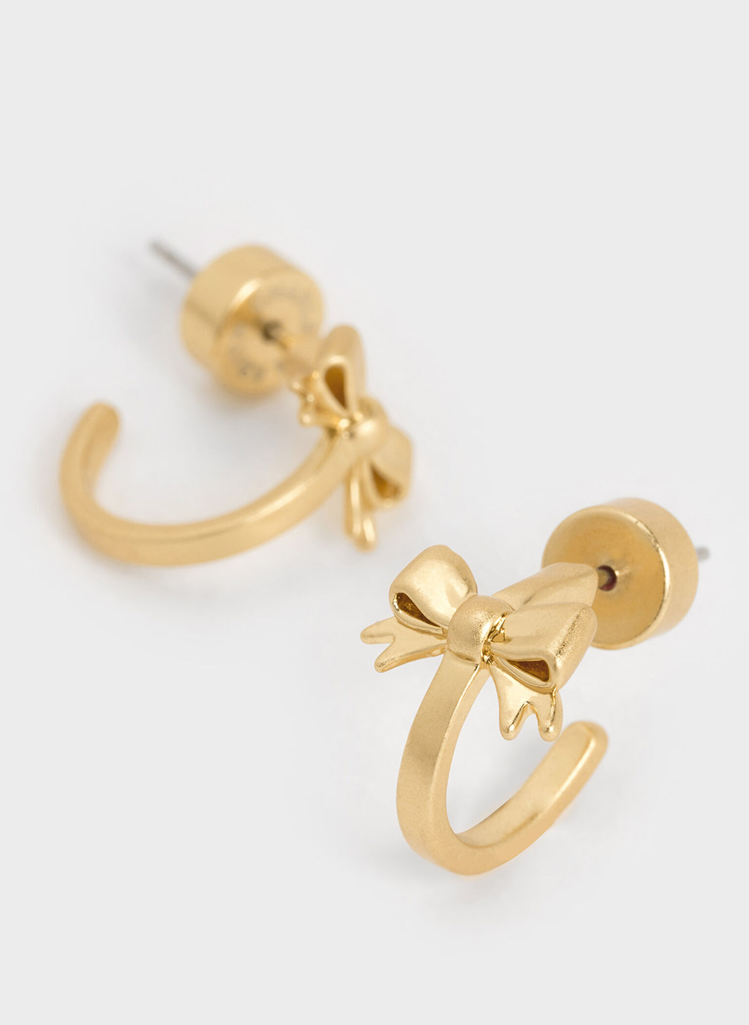 Paige Ribbon Stud Earrings, Brush Gold, hi-res