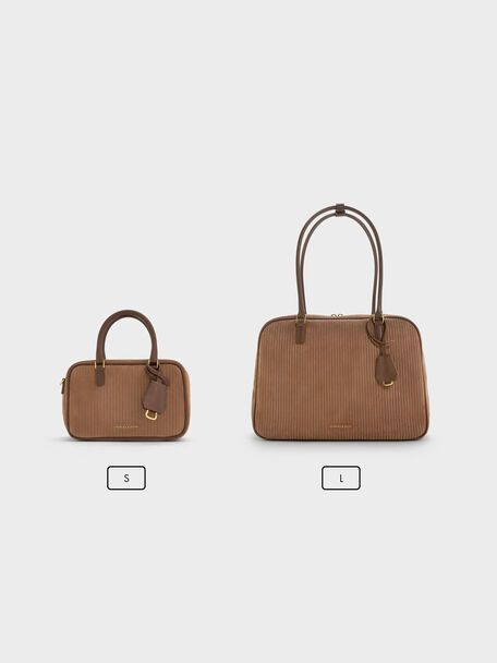 Sianna 大型絨面托特包, 摩卡棕, hi-res