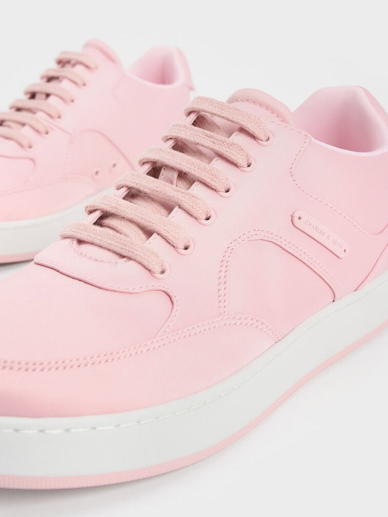 Satin Low-Top Sneakers, Pink, hi-res