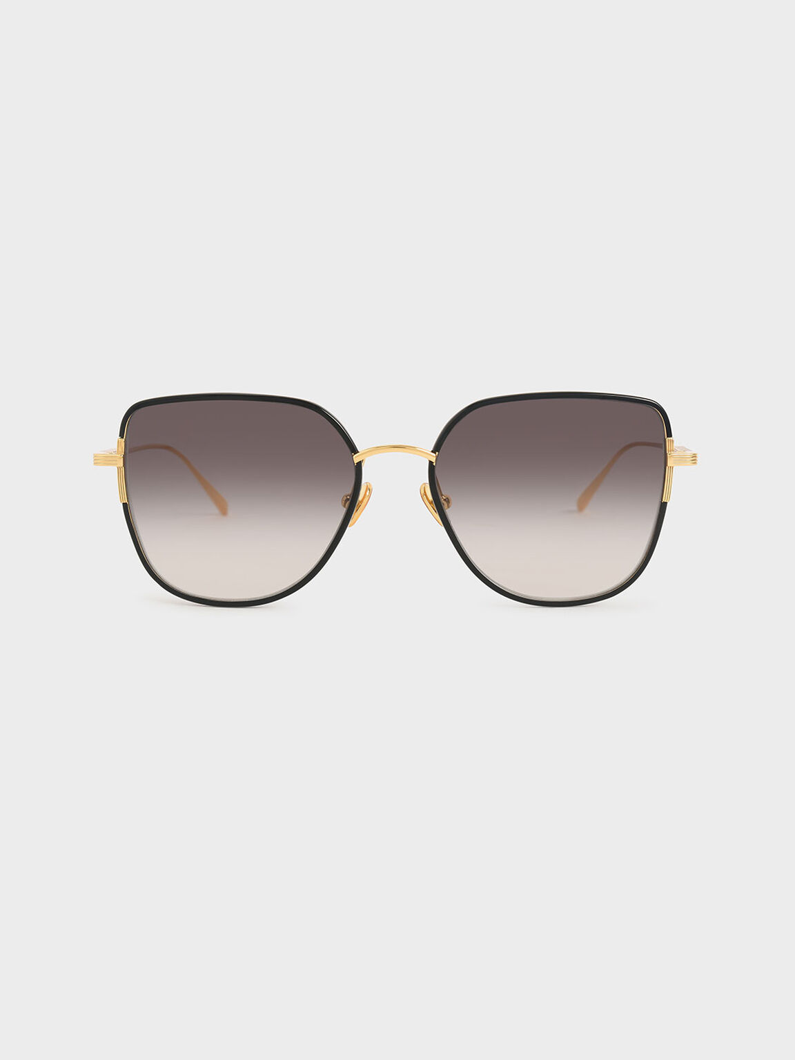 Panelled Temples Butterfly Sunglasses, Black, hi-res