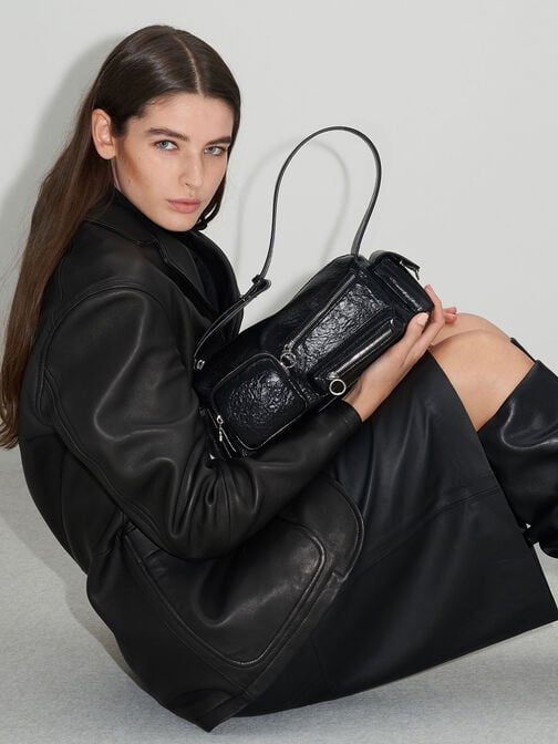 Mathilda Multi-Pocket Shoulder Bag, Noir, hi-res
