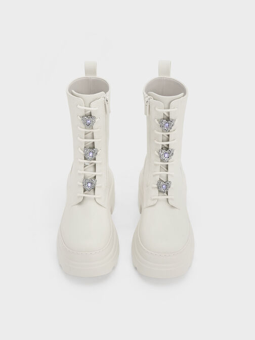 Heart-Embellished Lace-Up Platform Boots, Chalk, hi-res