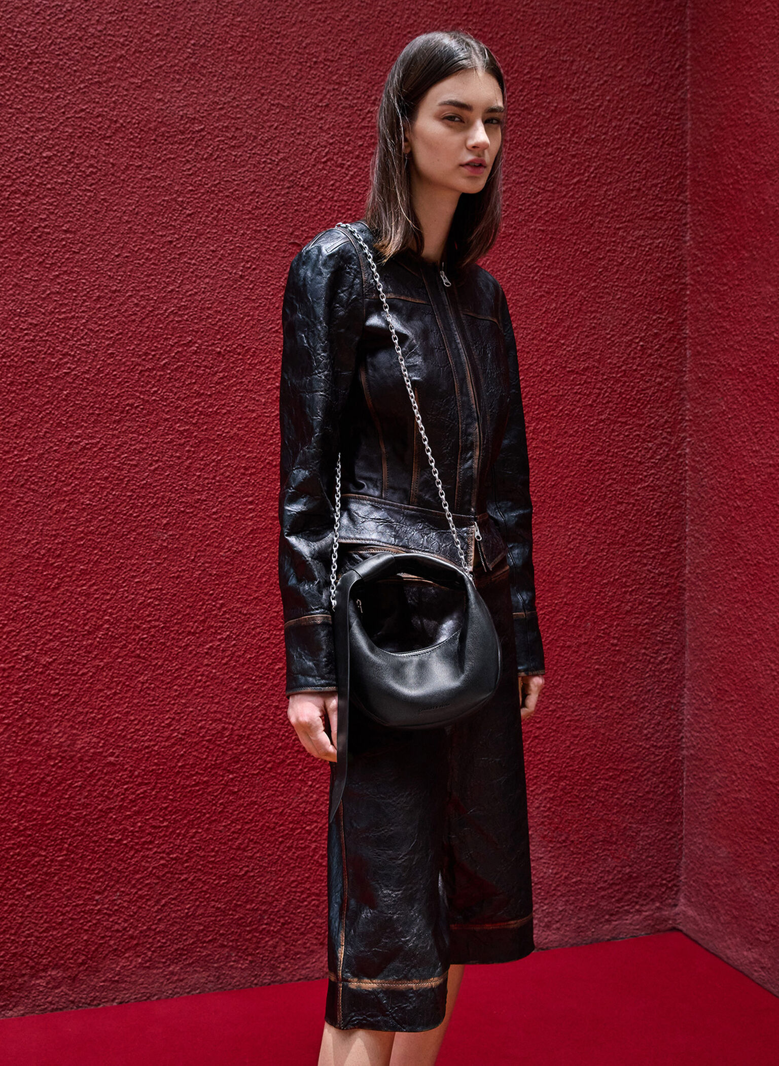 Micro bolso hobo anudado Toni tipo media luna, Noir, hi-res