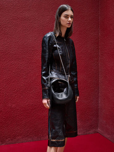 Micro Toni Knotted Crescent Hobo Bag, Noir, hi-res