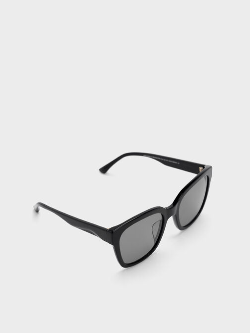 Recycled Acetate Square Sunglasses, Black, hi-res