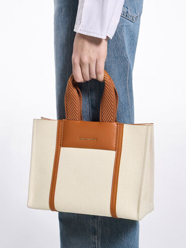 Mini Shalia Canvas Tote Bag, Cognac, hi-res