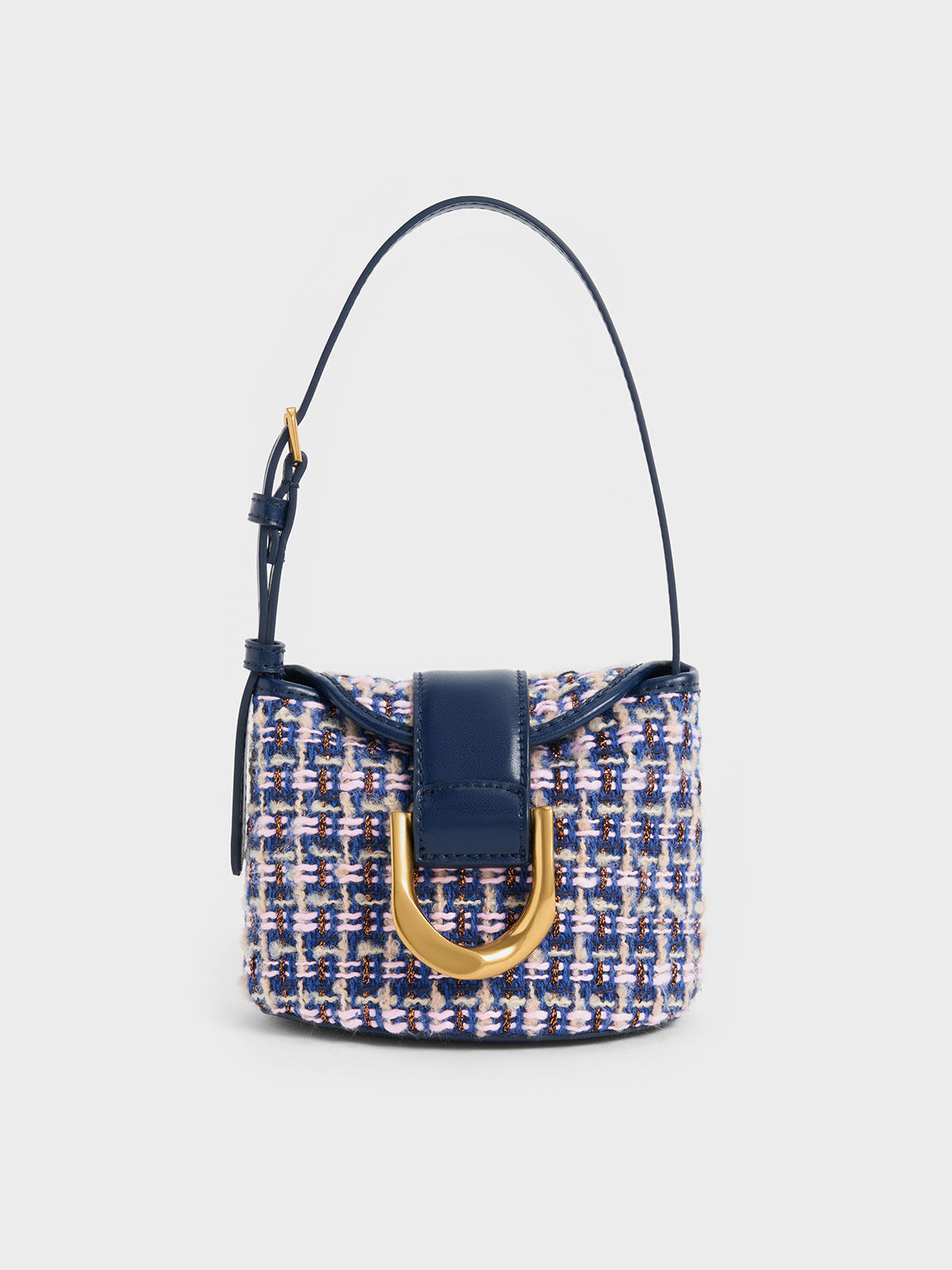 Gabine Tweed Bucket Bag, Navy, hi-res