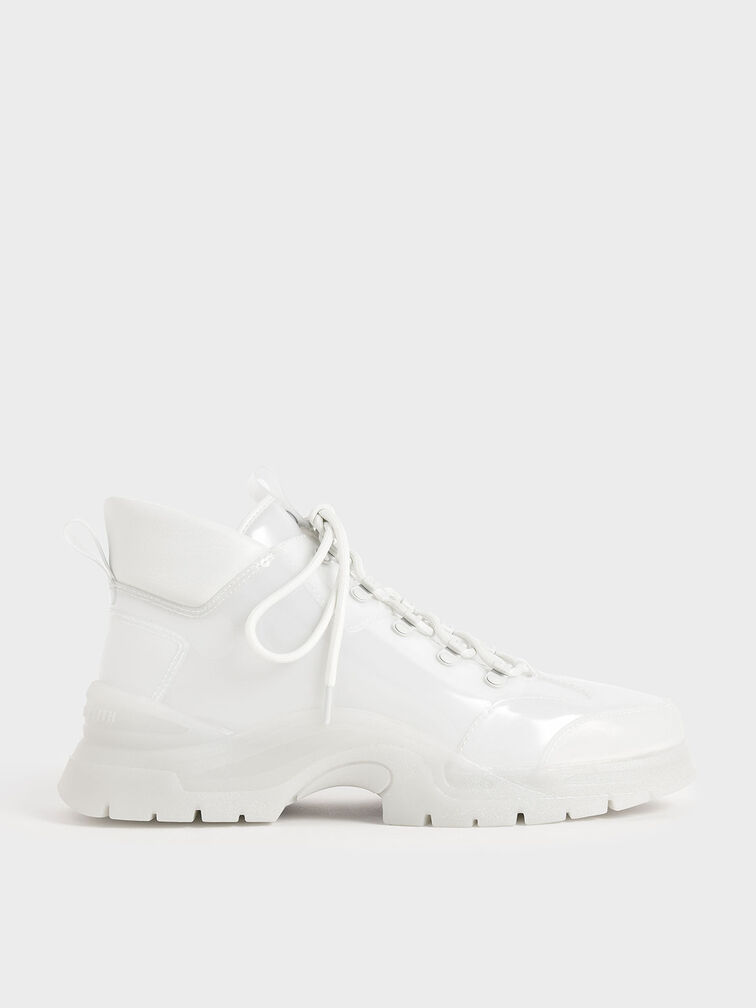 Chunky High Top Trainers, White, hi-res