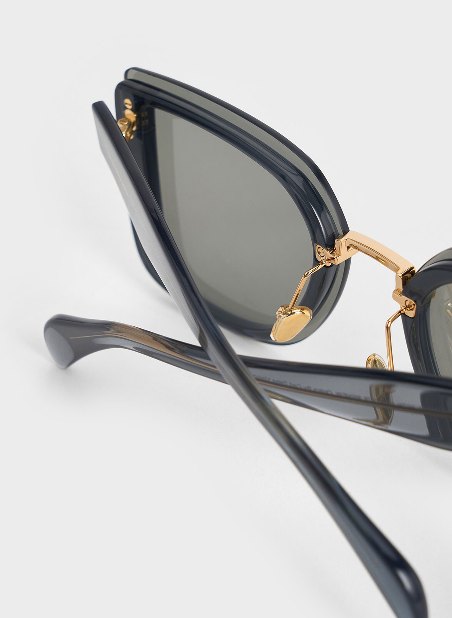 Jill Recycled Acetate Geometric Butterfly Sunglasses, Navy, hi-res