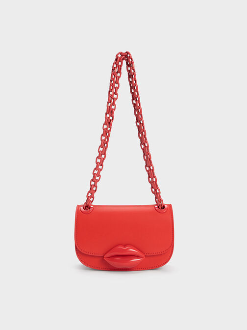 Mini Kiss Lip Motif Bag, Red, hi-res