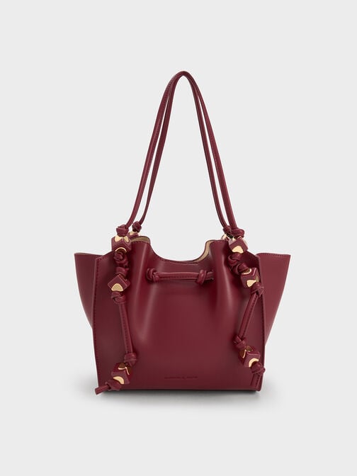 Cube Trapeze Tote Bag, Burgundy, hi-res