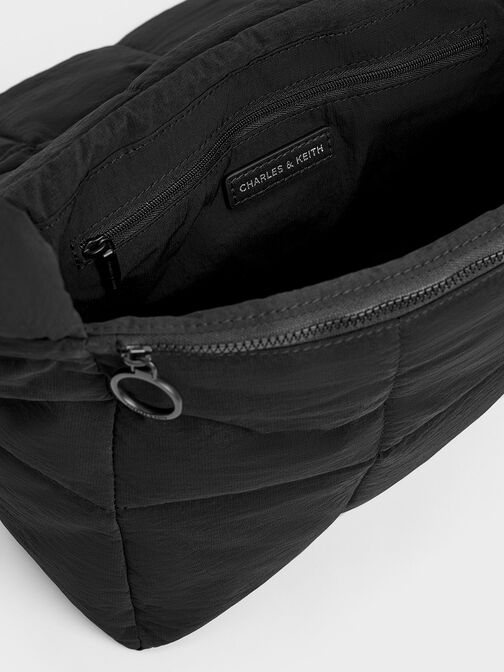 Errya Nylon Quilted Puffy Crossbody Bag, Jet Black, hi-res