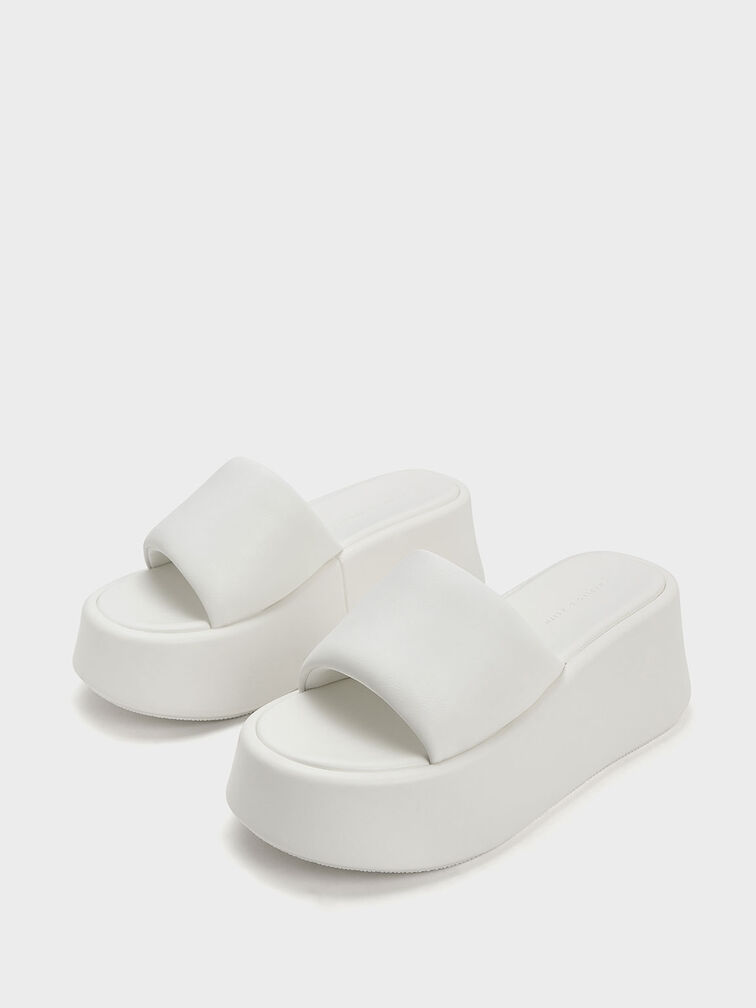 Constance Flatform Sandals, White, hi-res