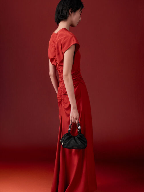 Bolso Aviary con asa decorada de cuentas Jacquard, Negro, hi-res