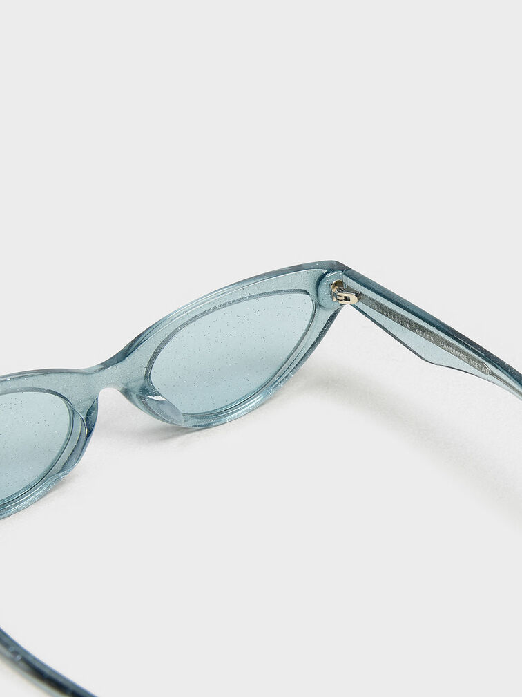 Acetate Oval Frame Sunglasses, Teal, hi-res