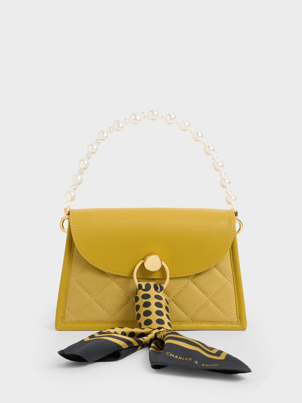 Roza Beaded Handle Scarf Bag Mustard