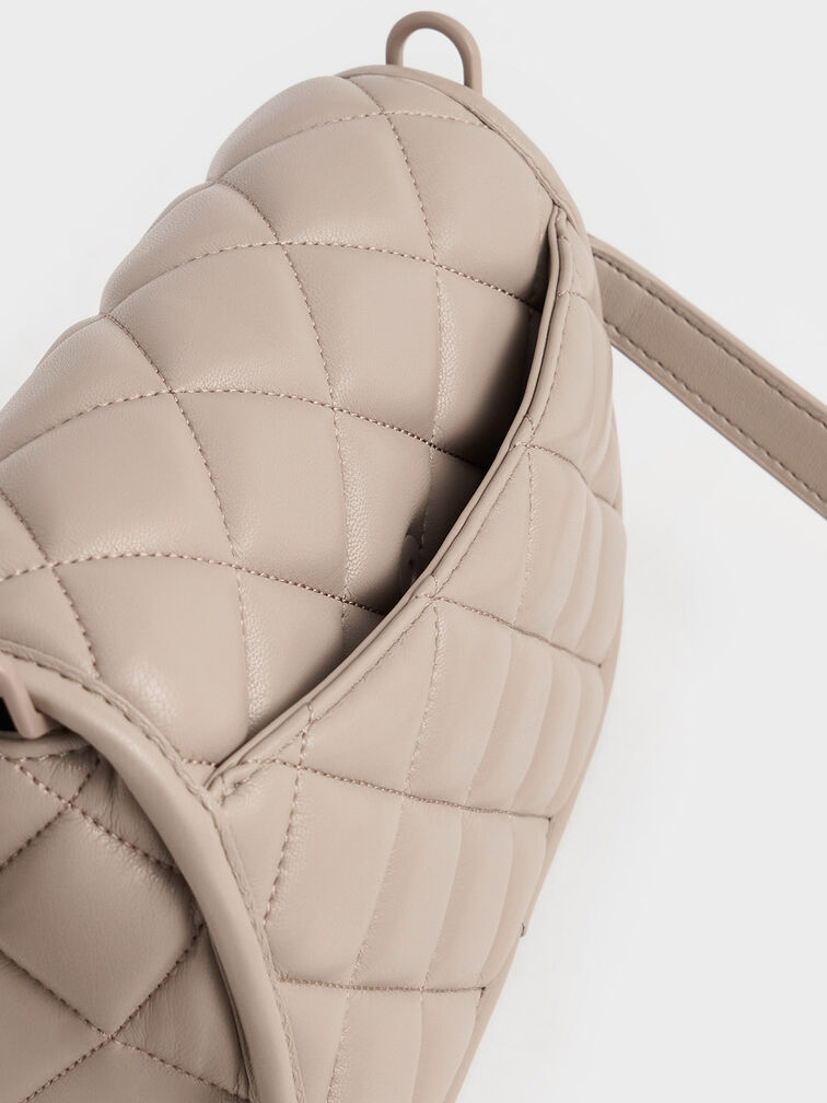 Taupe Cressida Quilted Crossbody Bag CHARLES & KEITH US