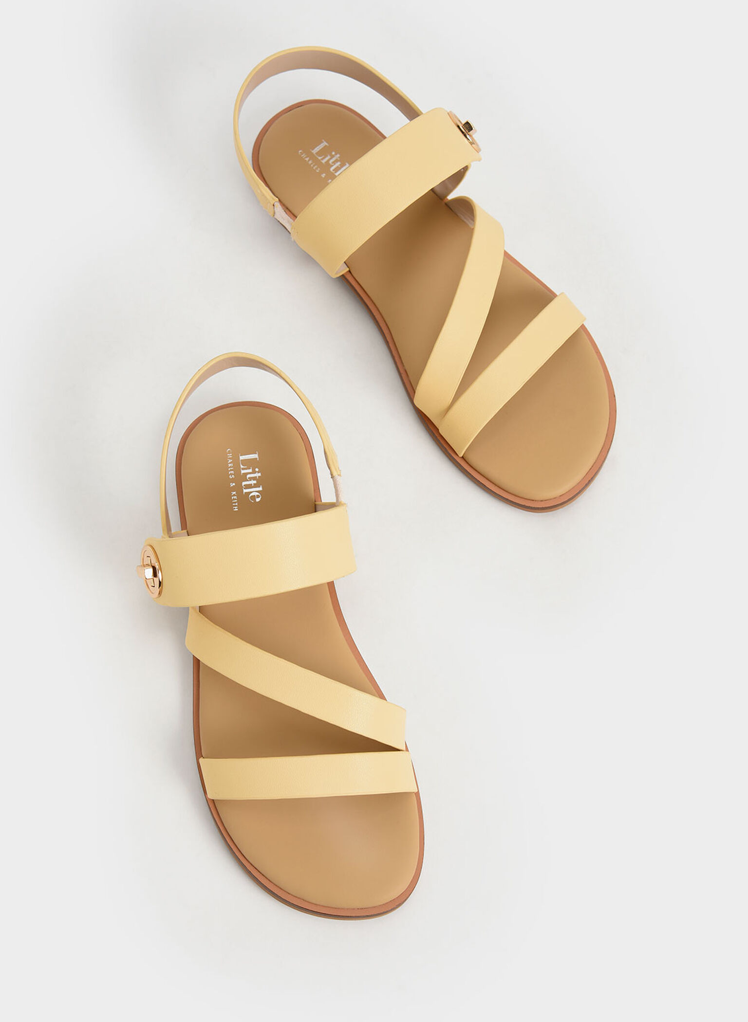 Girls' Yara Metallic Buckle Sandals, Yellow, hi-res
