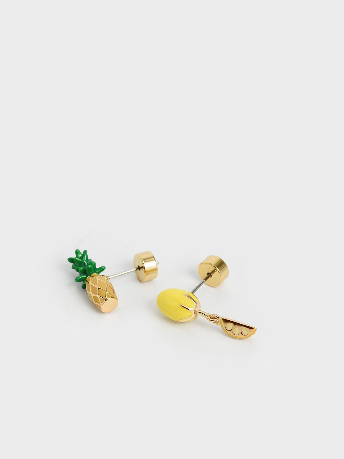 Fruits Stud Earrings, Yellow, hi-res