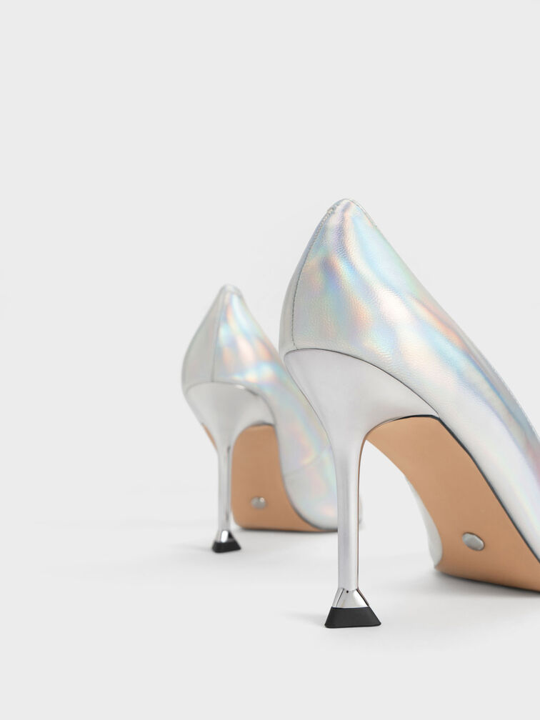 Holographic Leather Gem-Embellished Pumps, Multi, hi-res