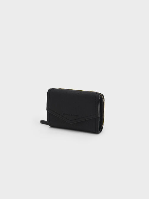 Stitch Trim Envelope Wallet, Black, hi-res