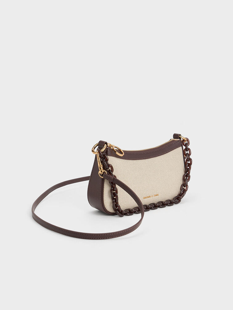Alcott Scarf Canvas Bag, Dark Brown, hi-res
