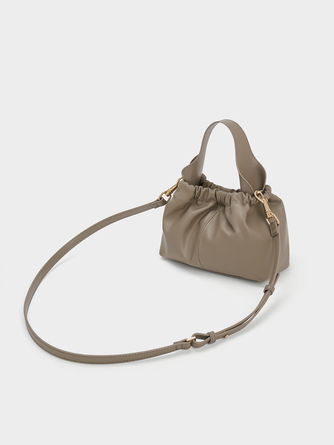 Ally Ruched Slouchy Bag, Taupe, hi-res