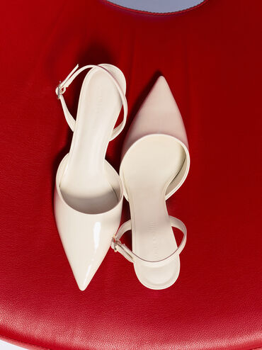 Zapatos destalonados bajos de charol, Blanco tiza, hi-res