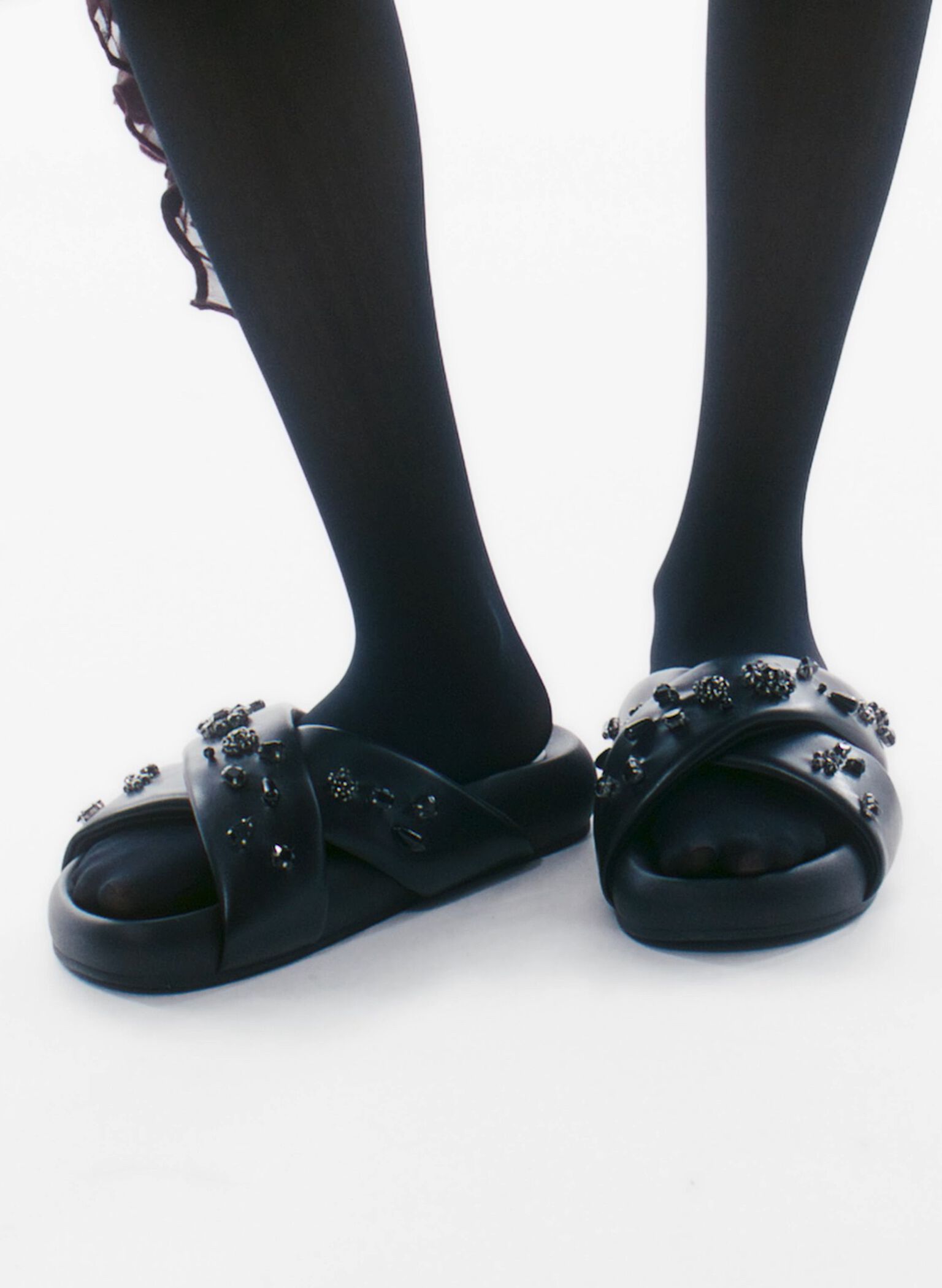 Gem & Pearl Flatform Sandals, Black, hi-res