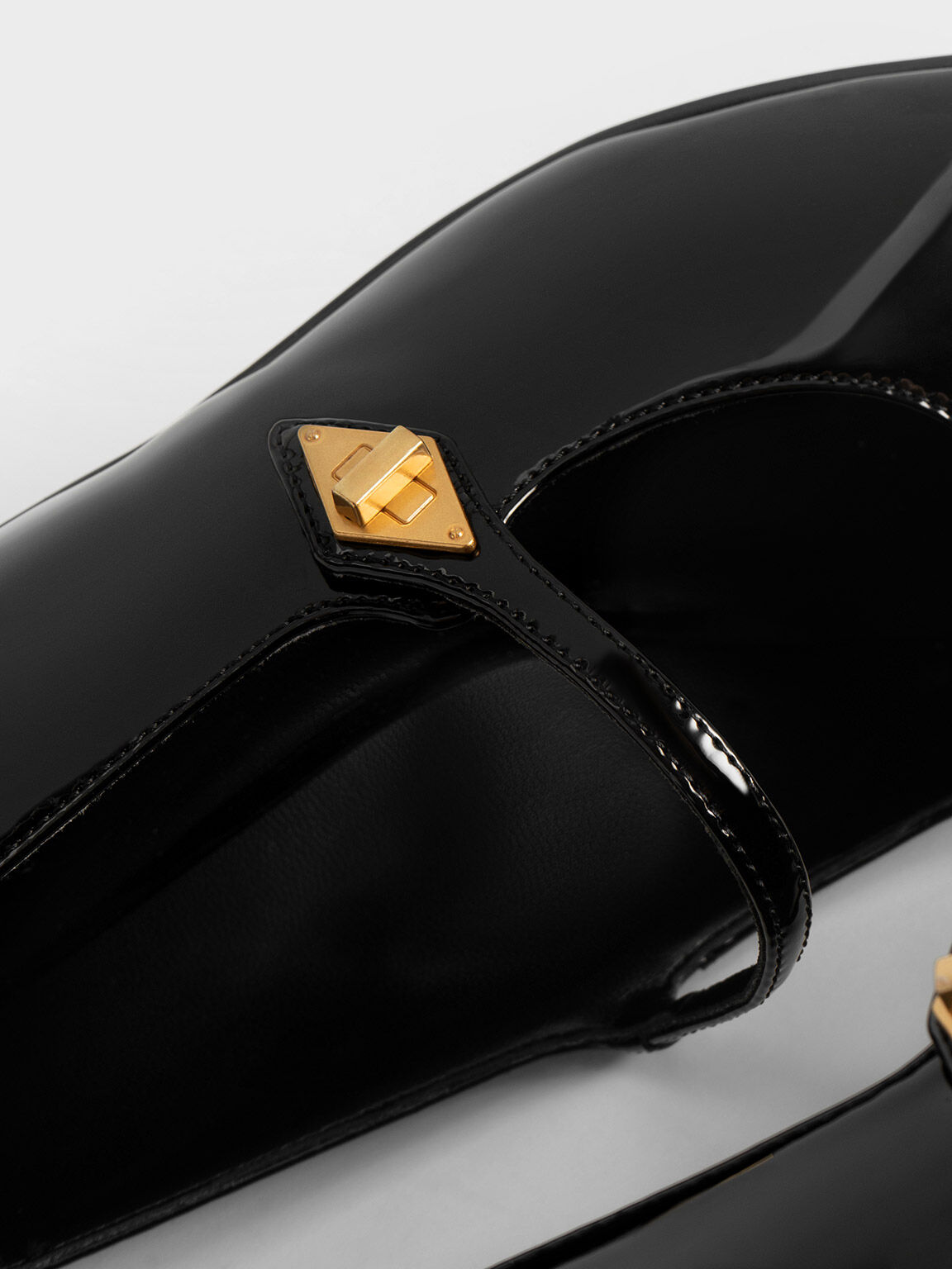 Metallic Accent Mary Jane Pumps, Black Patent, hi-res