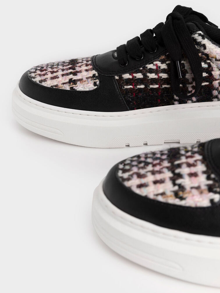 Stevie Woven Sneakers, Black, hi-res