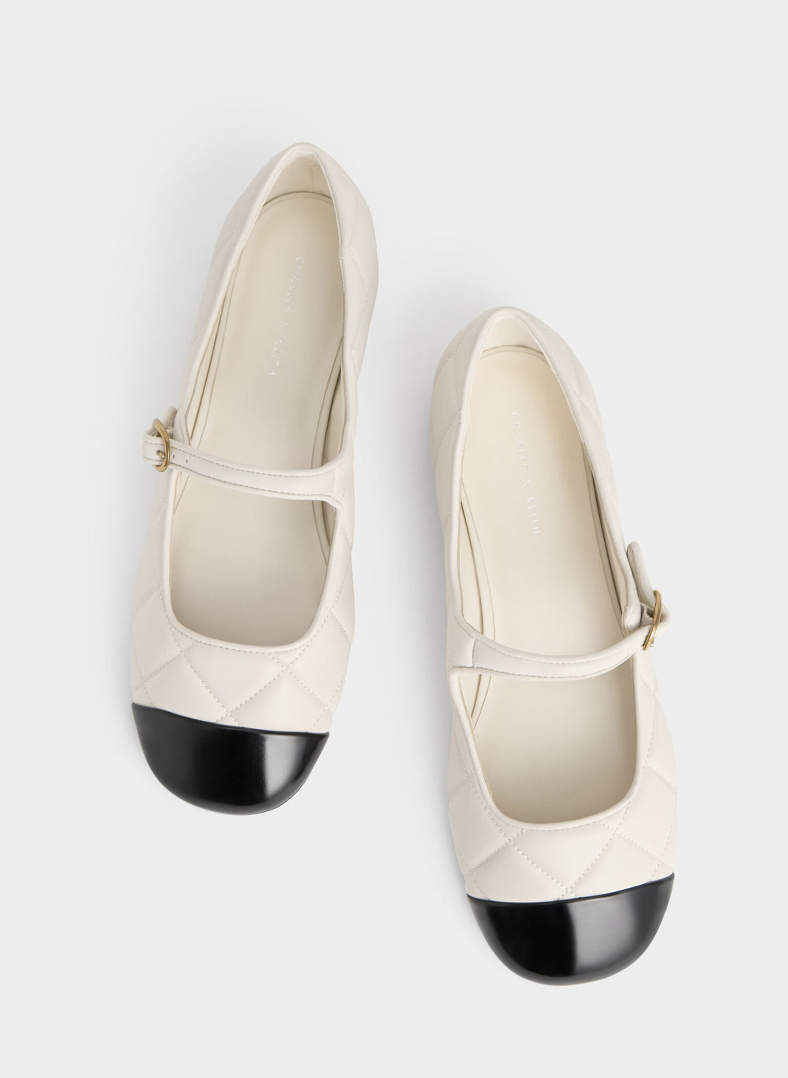 Chalk Toe-Cap Quilted Mary Janes - CHARLES & KEITH US