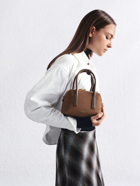 Deyna 麂皮雙向拉鍊托特包, 摩卡棕, hi-res