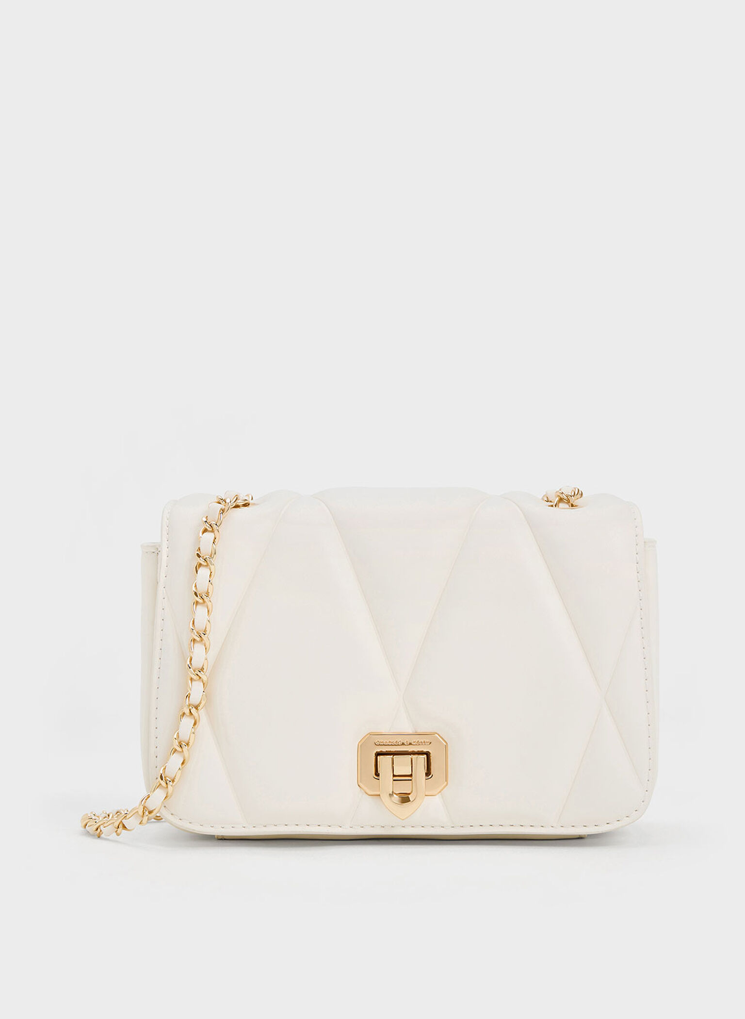 Arwen Quilted Shoulder Bag, White, hi-res