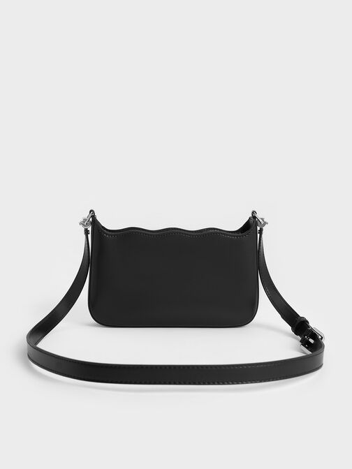 Bolso ondulado con cadena trenzada, Noir, hi-res