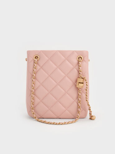 Bolso de hombro Alva acolchado con correa trenzada, Rosa pálido, hi-res