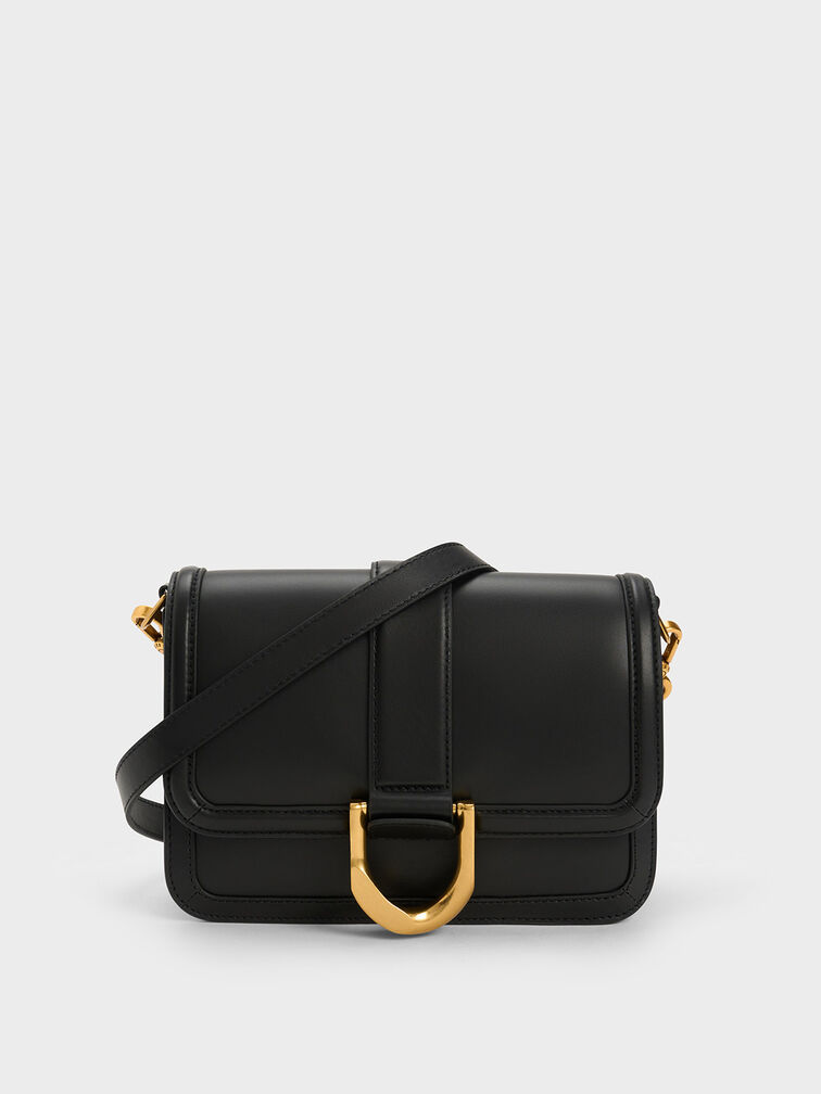 Black Gabine Saddle Bag - CHARLES & KEITH US