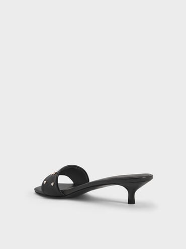 Susie Pearl-Embellished Square-Toe Kitten-Heel Mules, Black, hi-res