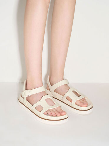 Easley Cut-Out Buckled Sandals, Chalk, hi-res