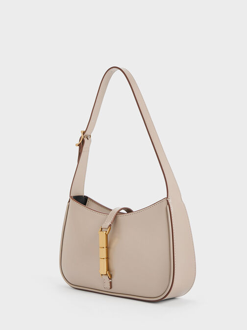 Cesia Metallic Accent Shoulder Bag, Taupe, hi-res