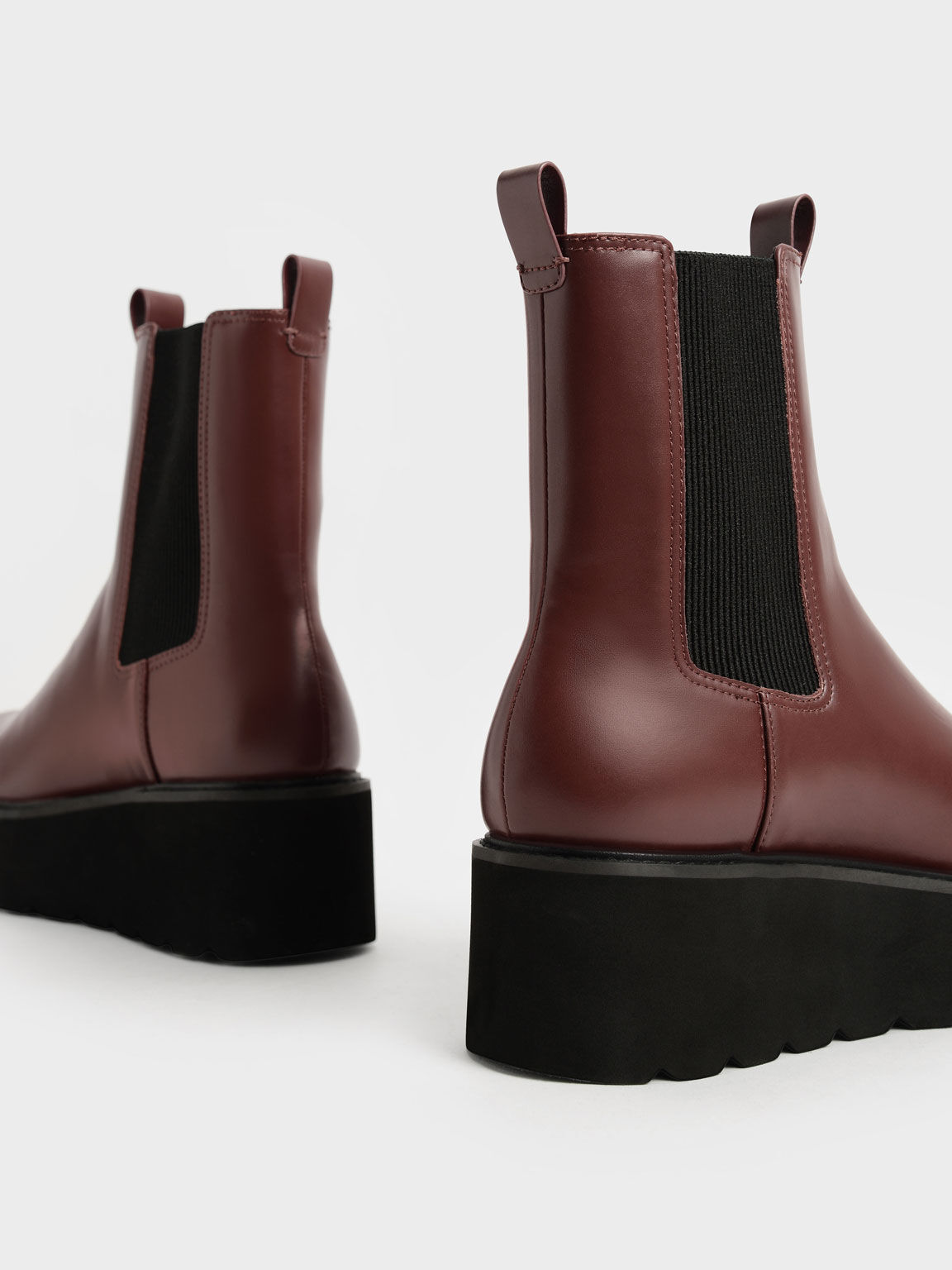 Burgundy Double Tab Platform Chelsea Boots CHARLES KEITH International
