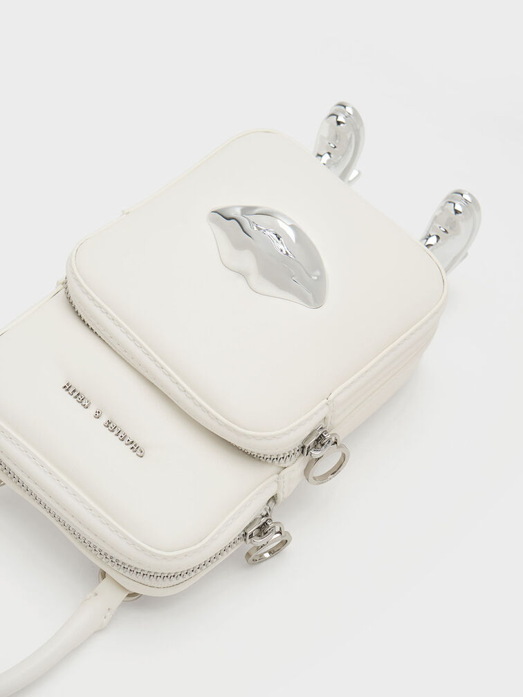 Calliope Double Pocket Crossbody Bag, White, hi-res