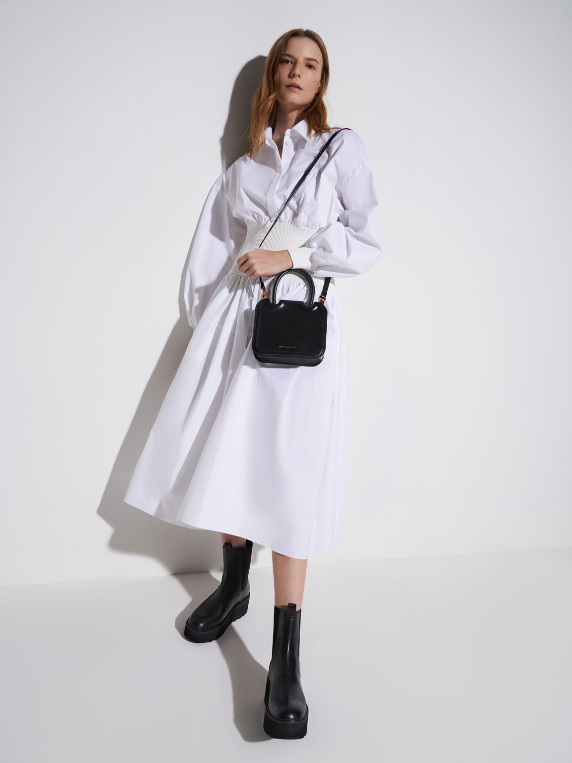 Double Tab Platform Chelsea Boots, Black, hi-res