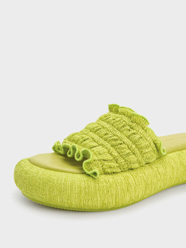 Nuala Ruched Flatforms, Lime, hi-res