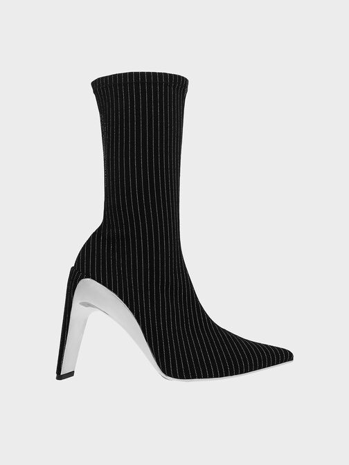 Devon Metallic Striped Blade-Heel Ankle Boots, Dark Grey, hi-res